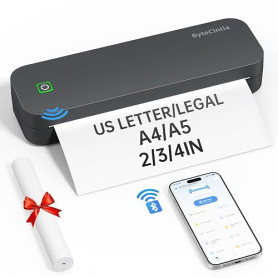 ByteCintia Imprimante Thermique A4 D80, Portable sans Encre, Gris | Compatible Formats A4 A5 B5 & Letter, USB & App pour iOS And