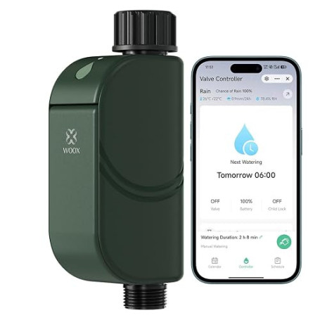 WOOX Programmateur d'arrosage WiFi Intelligent, sans Hub Requis | 8 programmes d'arrosage, Wi-Fi 2,4 GHz, commande via APP, Alex