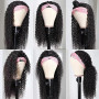 Perruque Bandeau Cheveux Femme Bresilienne Bouclée 14 Pouces Court Kinky Curly Headband Wig Human Hair 180% Densité Non Lace Fro