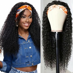 Urshiney Perruque Bandeau Cheveux Humain Brésiliens Bouclés 12 Pouces (30cm) Perruque Femme Naturelle Bouclée Kinky Curly Headba