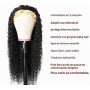 LOVFIR Perruque avec Bandeau Cheveux Humain Bouclés Kinky Curly Headband Human Hair Femme Naturelle Brésilien Couleur Noire 20 P