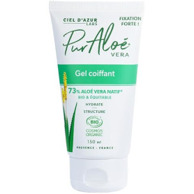 Ciel d'Azur Labs - Gel Coiffant - 73% Aloé Vera Bio & Équitable - Fixation Forte, Hydrate et Structure - Certifié Cosmos Organic