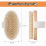 URAQT 2PCS Brosse à sec pour le corps, Brosse exfoliante physique | brosse de bain à poils naturels pour une Peau Impeccable, Un