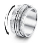 Roheafer Bague Anti Stress Rotative Acier Inoxydable–Spinner Fidget Ringe avec Motifs Lune & Étoiles, Fleur ou Sablé–Anxiete Cad