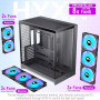 H2(2026)HYXN Boitier PC–Avec 8 Ventilateurs PWM ARGB(6x140mm et 2x120mm)Grand boîtier PC ATX Mid-Tower à Double Chambre pour Flu