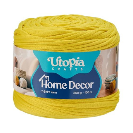 Utopia Crafts Fil T-Shirt pour Crochet et Tricot Home Decor 300g/150m Fil Textile Élastique Microfibre Oeko-Tex Pour Paniers Sac
