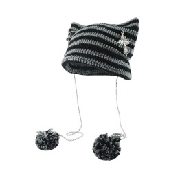 Grunge Bonnets tricotés au crochet pour femmes filles renard oreilles de chat gothique Emo Alt Y2K Accessoires Grunge Vêtements