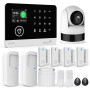 Alarme Maison sans Fil avec Caméra, Système de Sécurité Domestique WiFi/GSM SMS avec Détecteur de Mouvement, Sirène D'alarme 120