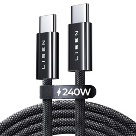 LISEN 240W Cable USB C Charge Rapide, 2m PD 5A Cable USB C vers USB C Câble | USBC Chargeur Nylon Tressé pour iPhone 18 iPhone D