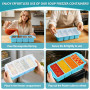 Lot de 2 plateaux de congélation bleus en silicone avec couvercle, grande portion, 4 compartiments profonds, 125 ml et 250 ml, r