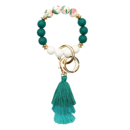 CHUQING Porte Clef Bracelet Femme Voiture, Perles Silicone Pompon | Porte Clé Bracelet Femme pour Voiture avec Perles en Silicon