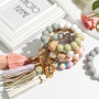 CHUQING Porte Clef Bracelet Femme Voiture, Perles Silicone Pompon | Porte Clé Bracelet Femme pour Voiture avec Perles en Silicon