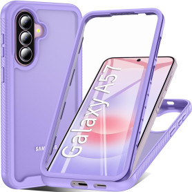 OWKEY Coque pour Samsung Galaxy A57 5G avec Protecteur d'écran, Violet | Etui Antichoc Anti-Rayure Housse 360° Integrale Silicon