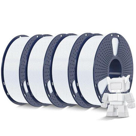 SUNLU Filament PLA Haute Vitesse 1.75 mm pour Imprimante 3D Rapide, HS-PLA, 4KG, Paquet de 4, Blanc
