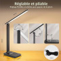 UPXNBOR Lampe de Bureau LED, Lampe de Table pour Lecture et Travail | Confort Visuel, Intensité Réglable, Port USB-A, 5 Températ