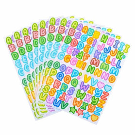 900 Pièces Lettres Autocollantes Alphabet en Vinyle, Stickers Lettres Minuscules et Majuscules Colorées, Autocollant Lettre Adhé