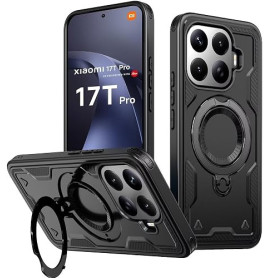 KANSi Coque pour Xiaomi 17T Pro (6.83"), Militaire Etui Antichoc Housse avec Téléphone avec Anneau et Support - Coques Noir