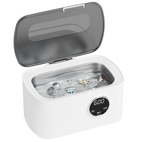 Nettoyeur Ultrasons 600ML, Nettoyeur Ultrason Lunettes 43kHz, Nettoyant Ultrason Bijoux avec 5 Réglages de Temps, Panier et Supp
