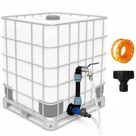 IBC Robinet de sortie 2 en 1 col de cygne 3/4" S60 x 6 avec col de cygne Accessoires pour réservoir IBC de 1000 litres