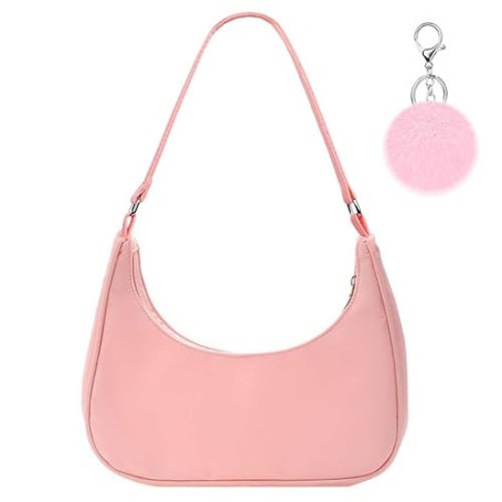 Aucuu Sac À Bandoulière En Nylon Pour Femme, Sous Les Bras, Petit Classique Des Années 90 Mini Avec Chaîne