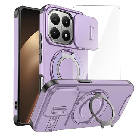 LYZXMY Coque pour Xiaomi 17T Pro 5G+1 x Film de Protection+Support à Anneau Rotatif à 360° et Capot Glissant pour Couverture de