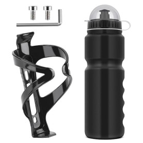 Ainiv Porte Bidon de Vélo avec Gourde Vélo 750ML, Noir | Bidon de Sport de Haute Qualité Sans BPA Convient Aux Vélo / VTT / Vélo