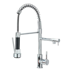 JUNSHENG Robinet de Cuisine, Robinet de Cuisine à Ressort Haute Pression, Chromé, Pivotant à 360 Degrés, en Acier Inoxydable.