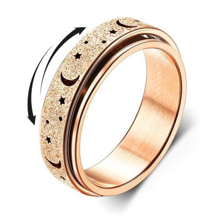 Diamday Anneaux Spinner pour Stress et Anxiété - Fidget Band en Acier Inoxydable avec Finition Sable Blast - Rouleaux Anti Stres