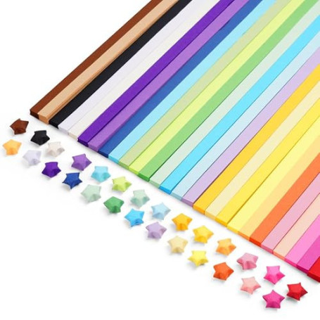 OFFCUP 1350 Bandes De Papier Origami Étoiles, 27 Couleurs Feuilles Papier Origami Étoiles Star Bandes Porte-Bonheur pour Travaux