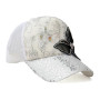 Casquette de baseball pour femme avec strass et paillettes - Chapeau d'été en maille avec papillon et dentelle florale