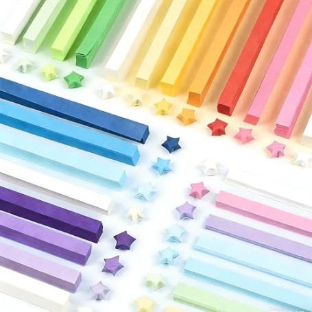 1080 Pcs Papiers Origami Étoiles Colorées Couleur Arc-en-ciel Pliage Bandes de Papier Origami Bandes Papier Étoiles Porte-Bonheu
