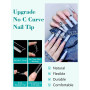 Adonafy Capsule Americaine Ongle Carré: 240 Pièces Longue Ongle Pose Americaine - 3XL Demi Couverture Capsules Ongles pour Femme