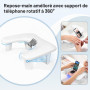 LIONVISON Repose Main Ongles avec Support Téléphone 360° PU Cuir Blanc | Repose Main Ergonomique Avec Support Téléphone Rotatif 
