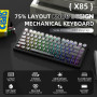 AJAZZ x Attack Shark X85 Clavier mécanique,Clavier de Jeu sans Fil 75% avec Knob,Rembourrage à 5 Couches,PBT Side-Printed Keycap