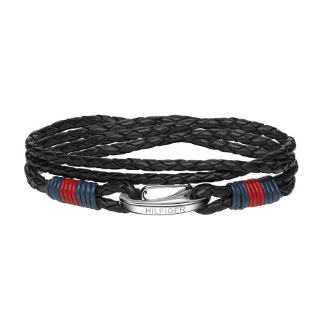 Tommy Hilfiger Jewelry Bracelet pour Homme en Cuir Noir - 2700534