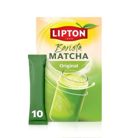 Lipton Barista Matcha Latte Avoine Instantané Sans Sucres Ajoutés 10 Sticks | Saveur originale onctueuse, base d'avoine, chaude