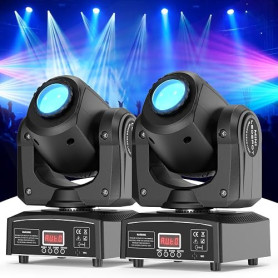 Mini Lyre LED 50W Lumière de Scène Tête Mobile, RGBW Jeux de Lumiere 8 Motifs 8 Couleurs Effets Lumineux Focalisables DMX512 Com