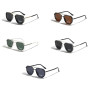 LIGOES TR90 Lunettes de soleil polarisées rétro carré plat double pont plein cadre UV400