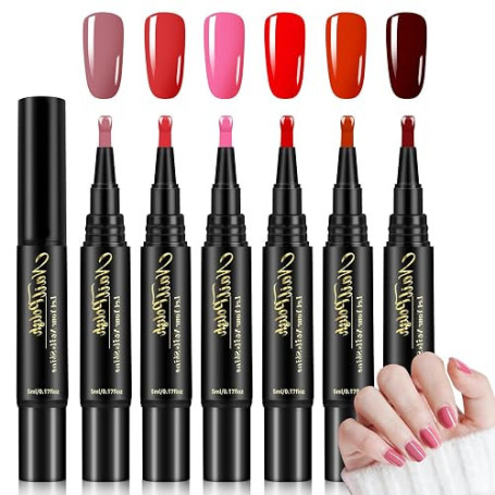 BUTBU Stylo Vernis à Ongles 6 Couleurs, Stylo Nail Art Ongle Pour Femmes | Coffret De ÀOngles Longue Tenue Et Séchage Rapide, St