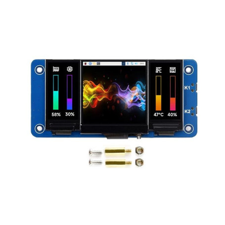 Triple LCD HAT pour Raspberry Pi Zero/Zero W/Zero WH/2B/3B/3B+/4B, Intégré Écran Principal IPS LCD de 1.3 pouce et Deux Écrans S