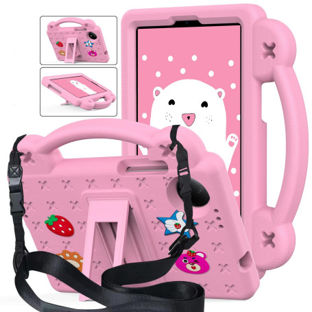 A-BEAUTY Coque pour Xiaomi Redmi Pad SE 8,7" 4G 2024, Rose | Housse de Protection Antichoc avec [Bandoulière] [Poignée et Suppor