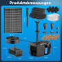 Biling 8W Filtre de Bassin Solaire avec Batterie et 10 Buses, Pompe Solaire Silencieuse pour Eau Claire jusqu'à 500L, Fontaine d