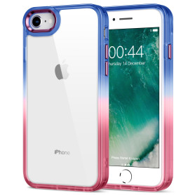 HOOMIL Coque pour iPhone SE 3e Gen/2nd Gen (2022/2020)/8/7, Bleu+Rose Rouge | Anti-Jaunissement, Antichoc, Résistant aux Rayures