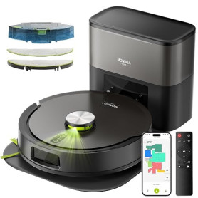 MONSGA Robot Aspirateur Laveur 4 en 1, Puissance 10000Pa, Navi LDS, 5 Plans | Aspirateur Robot avec Tapis Anti-Humidité pour la