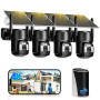 Calike 4K Camera Surveillance WiFi Exterieure sans Fil,Kit de 4 Caméras Extérieur Solaires avec Home Station,sans Abonnement,Vis