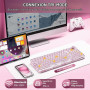 YUNZII X98 Clavier Mécanique Translucide avec Molette (Rose, Cristal) | Bluetooth5.0/2,4 Ghz sans Fil/USB-C Filaire, Switch Pré-
