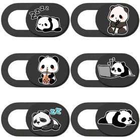 PRESSINART 6Pcs Couvercles Caméra Ordinateur Portable Glissière Protection Webcam Motif Panda Cache Caméra Smartphone Tablette M
