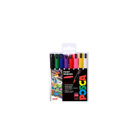 Posca 153544841 Lot de 8 Marqueur peinture avec encre à base d'eau et pointe aiguille extrafine calibrée de, 0,7 mm