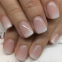 Ceboic 24 Pièces Faux Ongles Français, Carré Court Ongles à Coller Rose Blanc Gradient Press on Nails, Couverture Complète Acryl