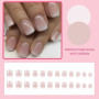 Ceboic 24 Pièces Faux Ongles Français, Carré Court Ongles à Coller Rose Blanc Gradient Press on Nails, Couverture Complète Acryl